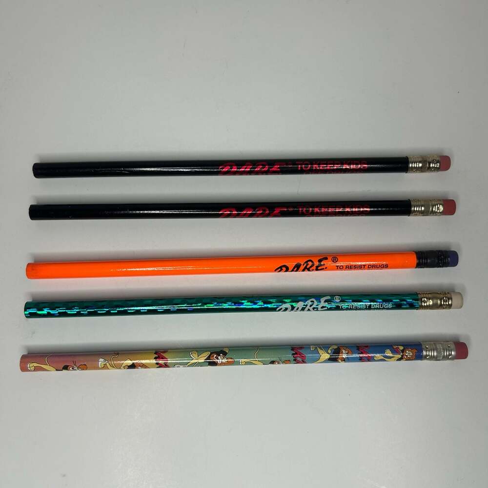 Lot of 5 Vintage D.A.R.E. Promotional Pencils Including Lion Character Design